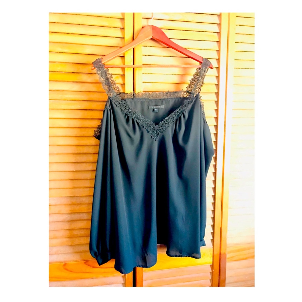 NWOT Miss Lili Black Cold Shoulder Blouse